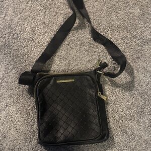 Steve Madden Black Quilted Crossbody Bag with Gold Hardware